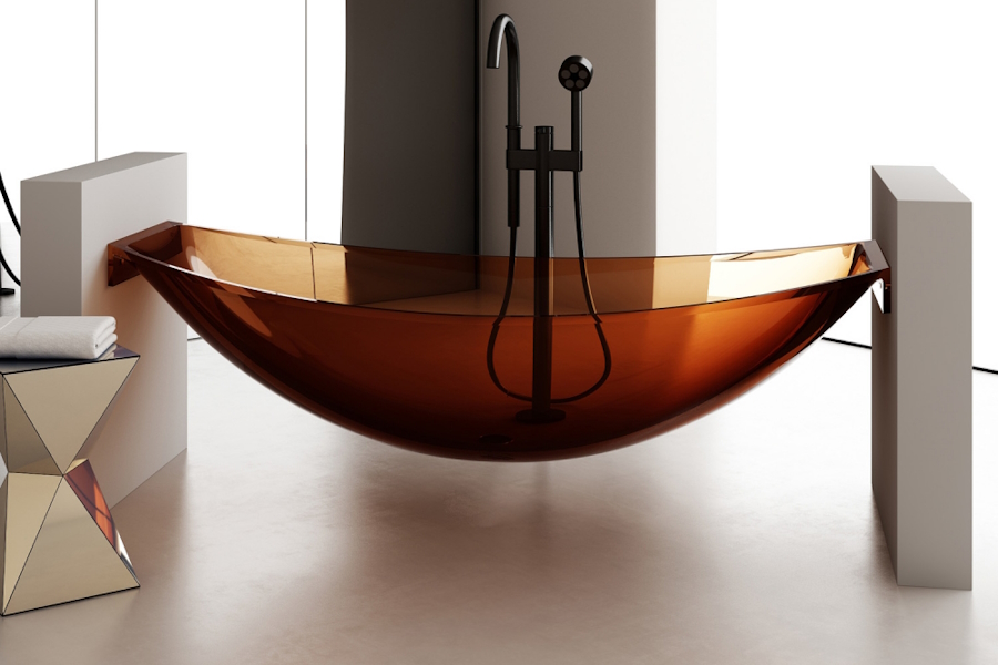 Ванна из полиэфирной смолы Abber Kristall 180x80 см коричневая AT9704Opal (детальная фотография)