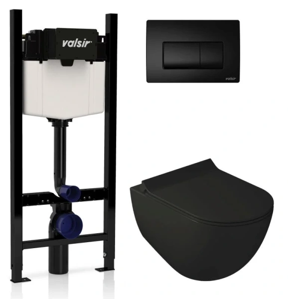 Унитаз с инсталляцией Valsir Dream кнопка черная KIT VSBM 7317NEMT Slim P1 (детальная фотография)
