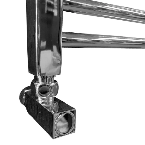 Полотенцесушитель водяной Ника Modern 80x40 см хром ЛМ 2 80/40 с вентилями (детальная фотография), лесенка, вертикальные