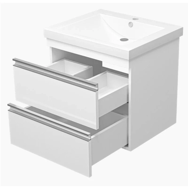 Тумба под раковину подвесная Misty Ингрид 75 см белая П-Инг-01075-011П2Я (детальная фотография), 75 см