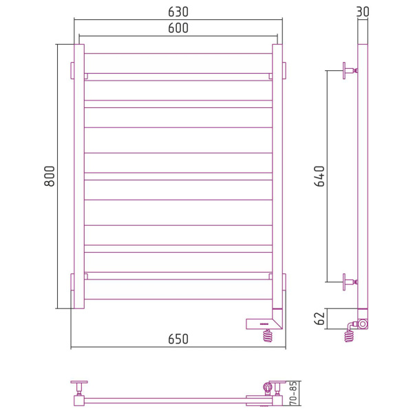 Схема (детальная фотография), из нержавеющей стали, без полки, неповоротные, с терморегулятором 