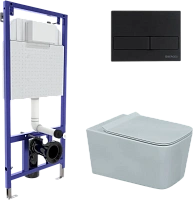 Унитаз с инсталляцией BERGES Floe кнопка L5 черная