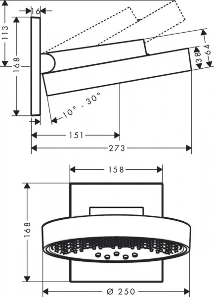 Верхний душ Hansgrohe Rainfinity хром 26232000 (детальная фотография), верхние души