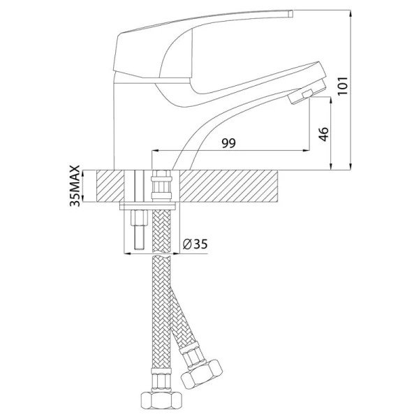 Смеситель для раковины Rossinka D однорычажный D40-11 (детальная фотография), для раковины
