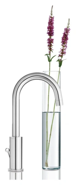 Смеситель для раковины Grohe Eurosmart 23537002 (детальная фотография), недорогие, округлая форма, с донным клапаном