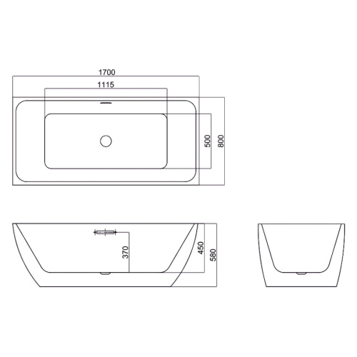 Ванна акриловая Black&White Swan 170x80 см белая 108SB00 (детальная фотография), без гидромассажа, большие
