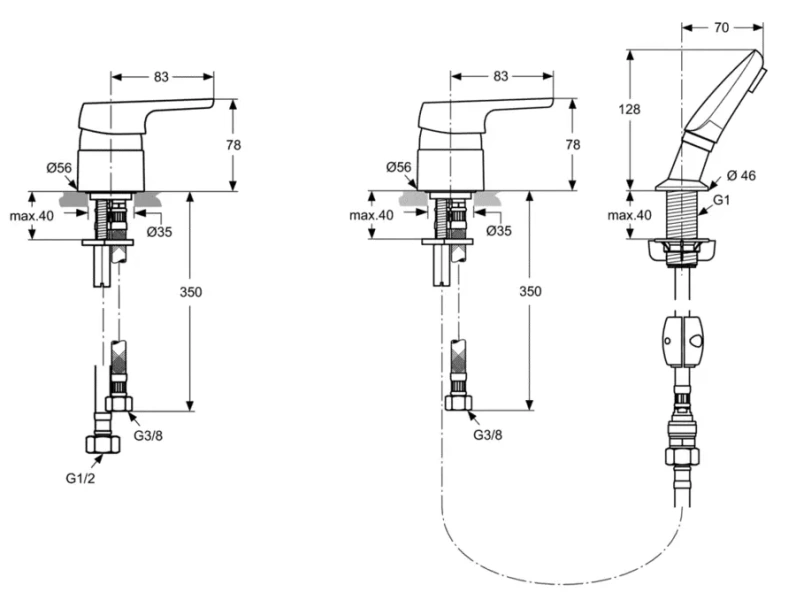 Смеситель для раковины Ideal Standard Cerasprint однорычажный A5727AA (детальная фотография), для раковины