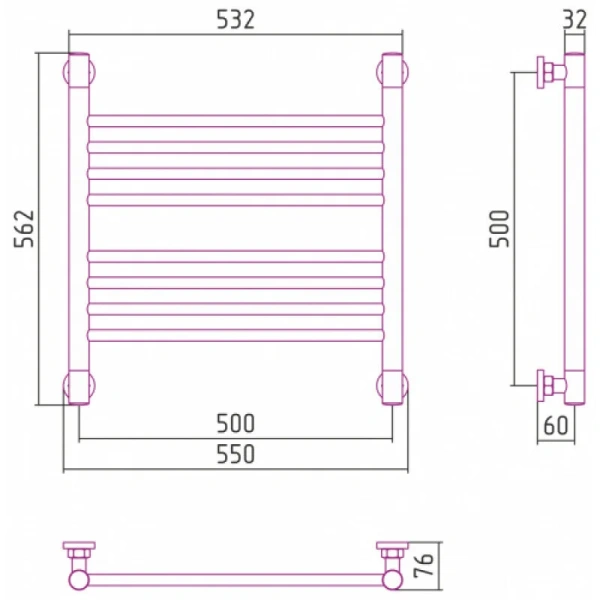 Полотенцесушитель водяной Сунержа Богема+ 50х50 см золото 03-0220-5050 (детальная фотография), современные, hi-tech