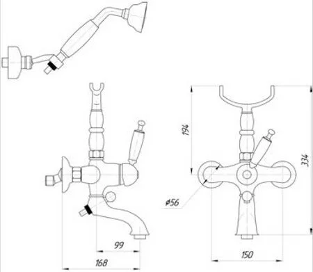 Смеситель для ванны Migliore Oxford медь 19193 (детальная фотография), для ванны