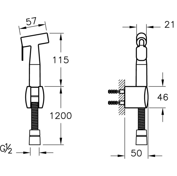 Схема (детальная фотография), комплект с лейкой, шлангом и держателем