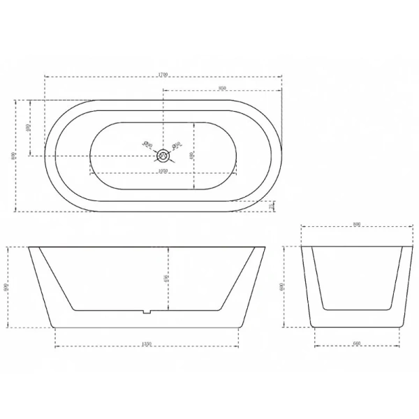 Акриловая ванна Abber 170х80 см отдельностоящая AB9345-1.7 (детальная фотография), акриловые
