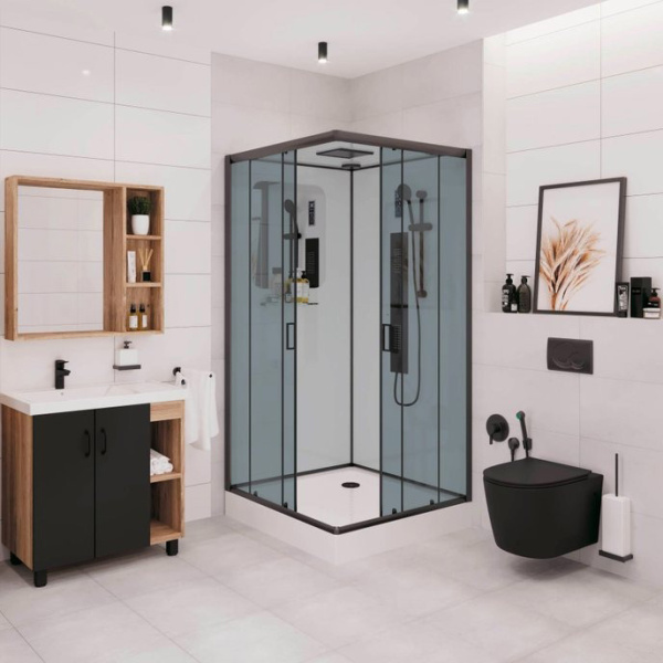 Душевая кабина Niagara Premium 100х100 см профиль черный матовый 69020134GQBLACK (детальная фотография), квадратные