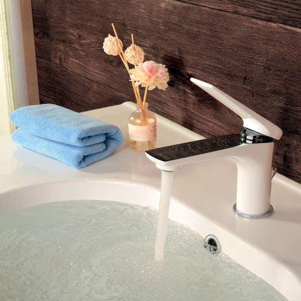 Смеситель для раковины Lemark Allegro хром/белый LM5906CW (детальная фотография), для раковины