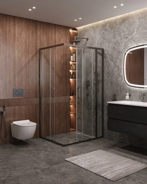 Душевой уголок Cezares Molveno 120x100 см стекло прозрачное профиль оружейная сталь MOLVENO-AH-21-100+20-C-GM-IV (детальная фотография), другие