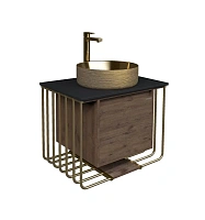 Тумба под раковину подвесная Grossman Винтаж 70 см веллингтон/золото