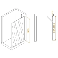 Душевая перегородка RGW Walk In WA-102-B 120 см профиль черный, стекло прозрачное