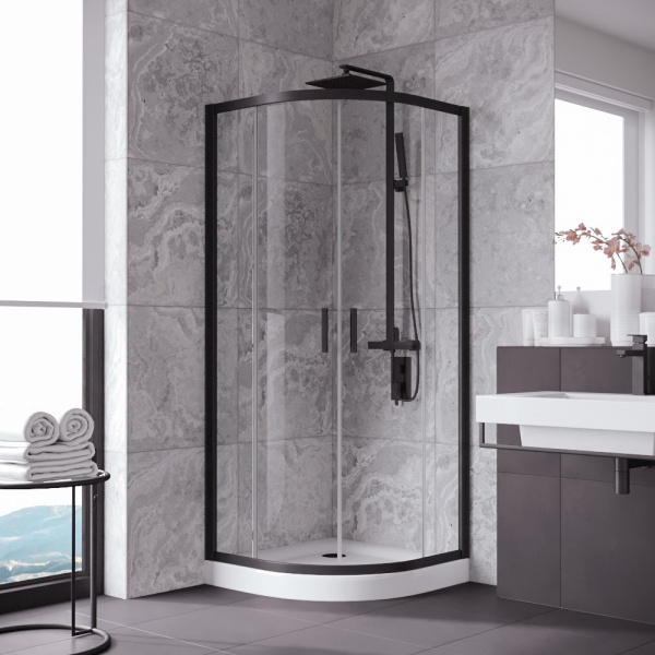 Душевой уголок профиль черный глянцевый стекло сатин Vegas-glass ZS-F 100*80 02Г 10 (детальная фотография)