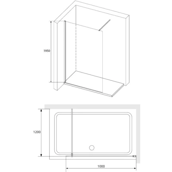 Душевая перегородка RGW Walk In 100 см профиль белый, стекло прозрачное 351001010-15 (детальная фотография), современные, hi-tech
