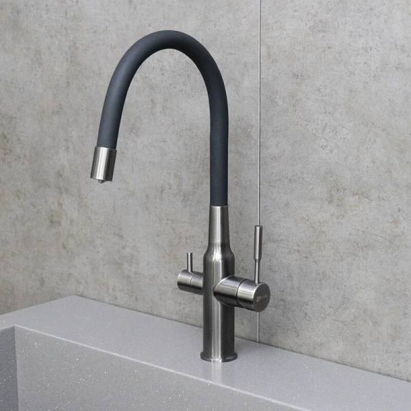 Смеситель для кухни Lemark Expert графит/черный LM5083GMN-Black (детальная фотография), современные, hi-tech
