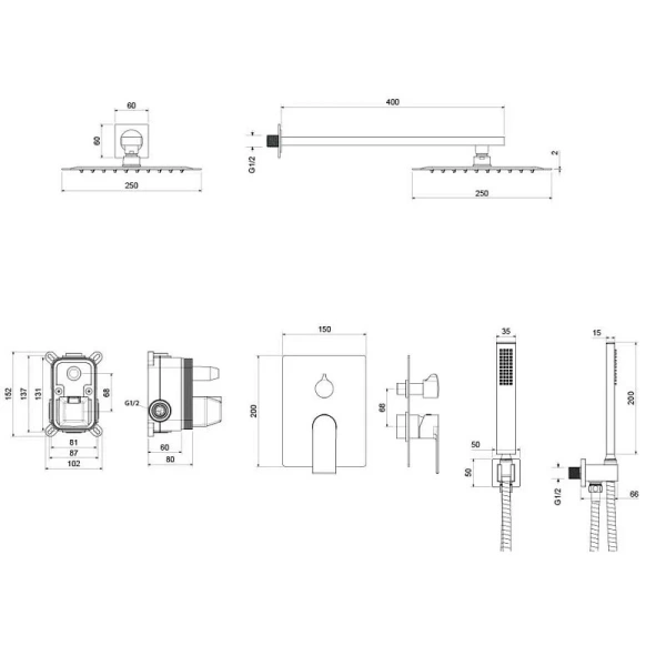 Душевой комплект Акватек Лира хром AQ1472CR (детальная фотография), душевые комплекты, наборы