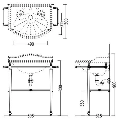Консоль под раковину с полотенцедержателями и стеклянной полочкой, цвет светлое золото, Devon&Devon Boston DEBOSTON (детальная фотография), по запросу