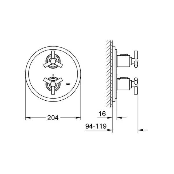 Смеситель для душа термостатический Grohe Atrio 19394000 (детальная фотография), для душа