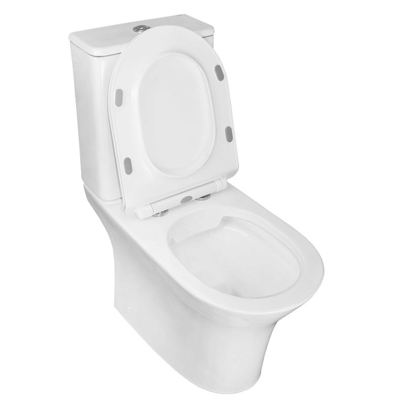 Унитаз компакт Azario Fretta Round белый AZ-1217 + AZ-1216 (детальная фотография), с бачком