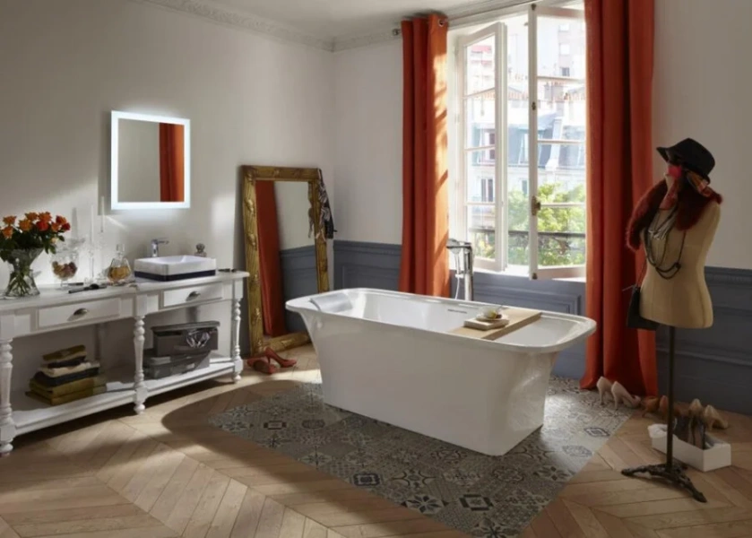 Ванна из искусственного камня Jacob Delafon Elite E6D364RU-00, 180 x 85 см, слив-перелив в комплекте, белая (детальная фотография), прямоугольные