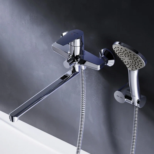 Смеситель для ванны AM.PM Gem с душевой системой F90A95000 (детальная фотография), хром