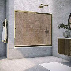 Душевая шторка на ванную профиль бронза стекло бронза Vegas-glass