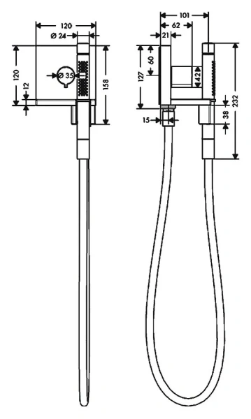 Душевая лейка с держателем Axor Shower Collection 10651000 (детальная фотография), душевые комплекты, наборы
