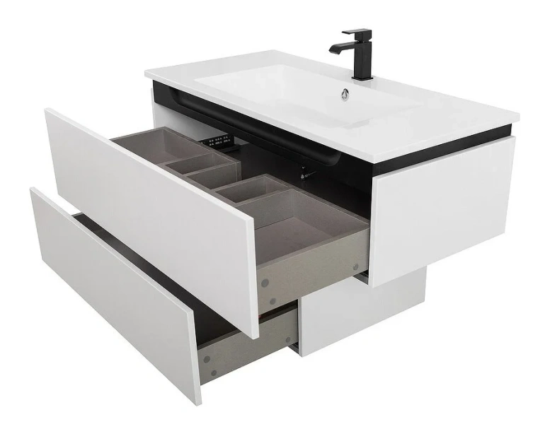Тумба подвесная Cezares Slider 100 см Bianco Opaco SLIDER-1000-1C-PI-BO (детальная фотография), окрашенные