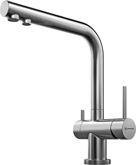 Смеситель для кухни Omoikiri Nagano-BN + Pure drop Lite нержавеющая сталь 4011.8028 (детальная фотография), матовый хром, другие