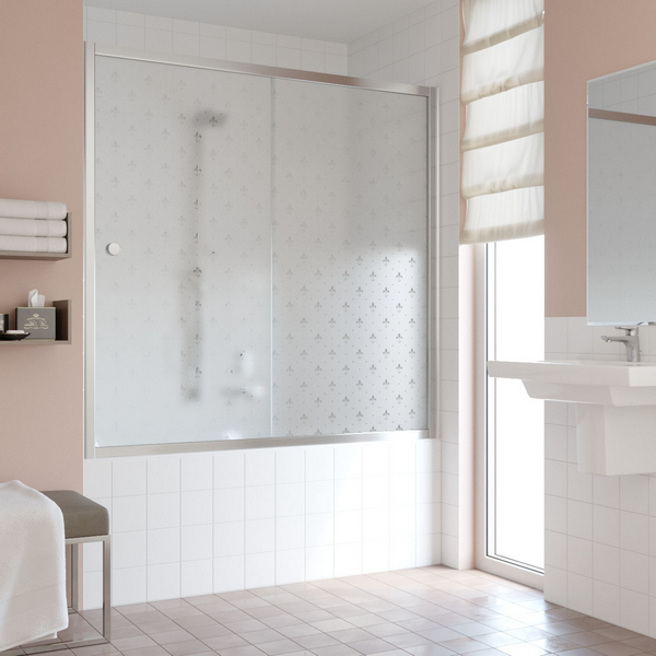 Душевая шторка на ванную стекло флёр-де-лис Vegas-glass ZV 150 R05 L (детальная фотография), раздвижные