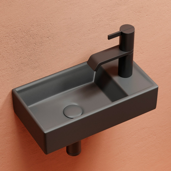 Раковина Ceramica Nova Element 40 см чаша слева темный антрацит матовый CN6051LMDH (детальная фотография), современные, hi-tech