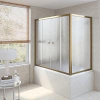 Душевая шторка на ванную профиль бронза стекло шиншилла Vegas-glass