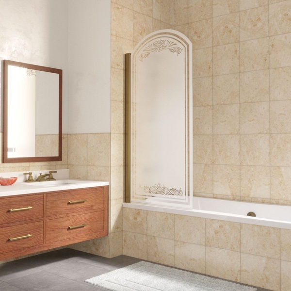 Душевая шторка на ванную стекло стекло сатин рисунок прозрачный Vegas-glass EV arc 0075 B1 L (детальная фотография), современные, hi-tech