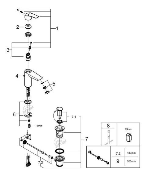 Смеситель для раковины Grohe Eurosmart хром 23456003 (детальная фотография), современные, hi-tech