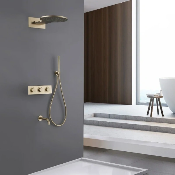 Душевой комплект Abber Wasser Kreis золото матовое AF8150G (детальная фотография), золотые