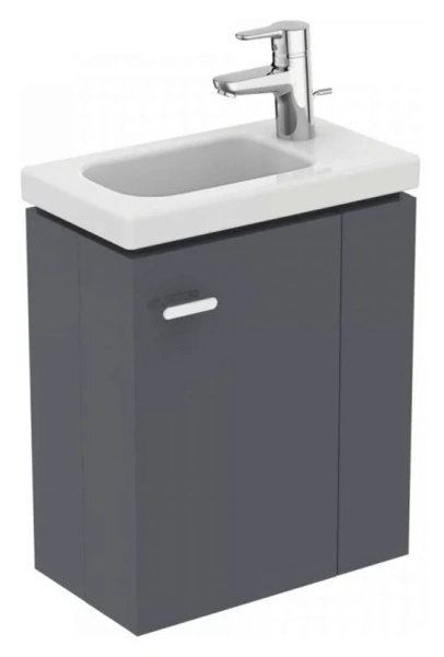 Тумба под раковину подвесная Ideal Standard Connect Space 45 см серая глянцевая, левая E0370KR (детальная фотография), подвесная, пристенная