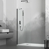 Душевая перегородка RGW Walk In WA-102-B 110 см профиль черный, стекло прозрачное