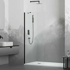 Душевая перегородка RGW Walk In WA-102-B 110 см профиль черный, стекло прозрачное