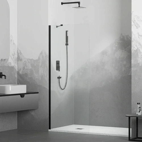 Душевая перегородка RGW Walk In WA-102-B 110 см профиль черный, стекло прозрачное - фото 2