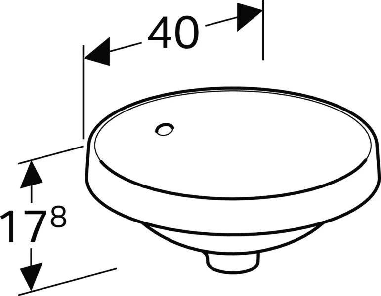 Раковина Geberit VariForm 500.70 40 см встраиваемая (детальная фотография), 40 см