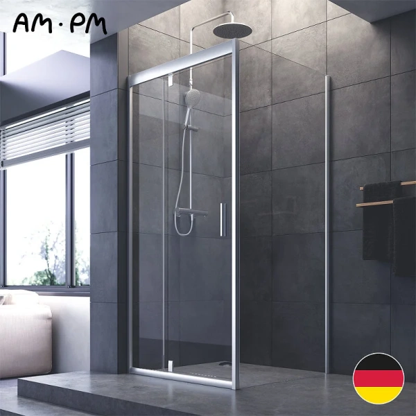 Душевой уголок Am.Pm Gem 90x90 см профиль хром W90G-404-9090-MT (детальная фотография), современные, hi-tech