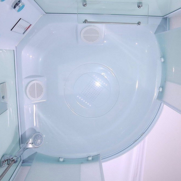 Душевая кабина Timo Eco 100х100 см с гидромассажем спины TE-0700 (детальная фотография), с высоким, глубоким поддоном, глубокий поддон