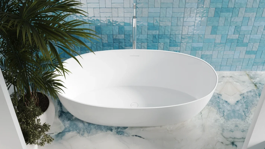 Ванна из искусственного камня Salini Alda Nuova 178x92 см белая глянцевая 101911G (детальная фотография), литьевой мрамор