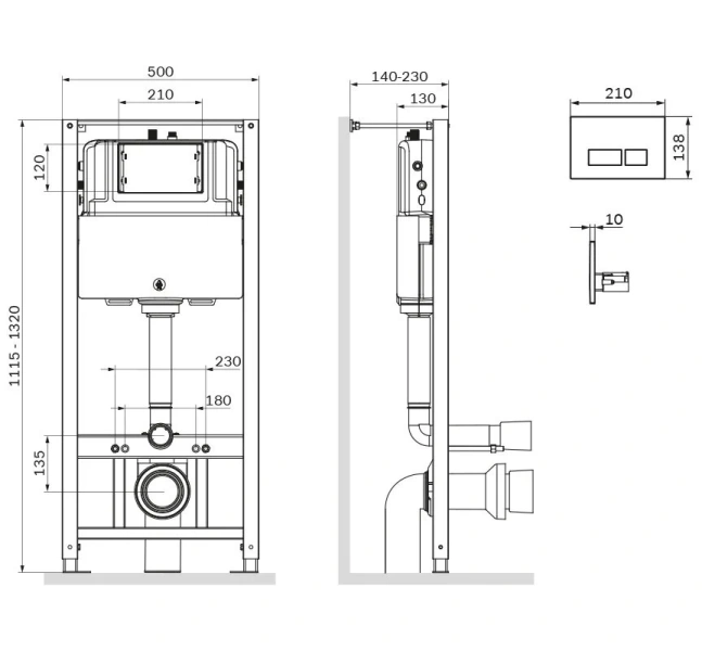 Инсталляция для унитаза Am.Pm Pro с клавишей никель матовый I012704.9031 (детальная фотография), для унитаза