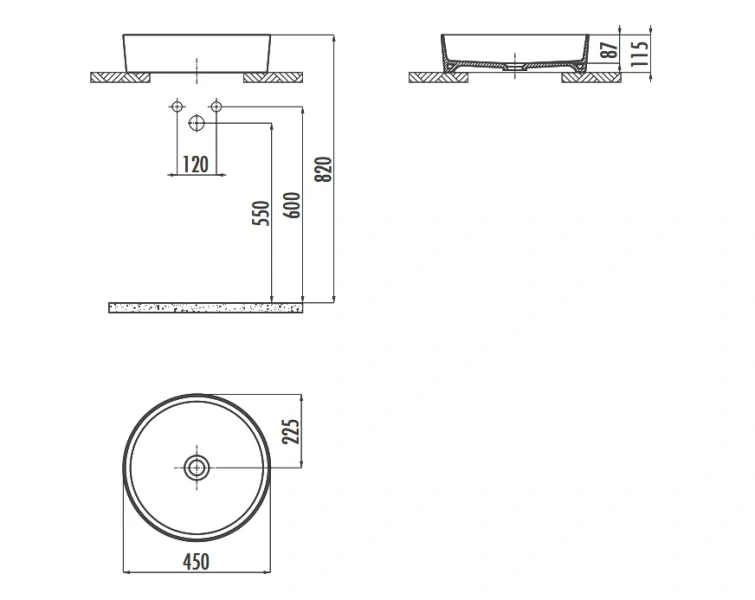 Раковина Creavit Loop 45 см капучино LP145-00CM00E-0000 (детальная фотография), современные, hi-tech