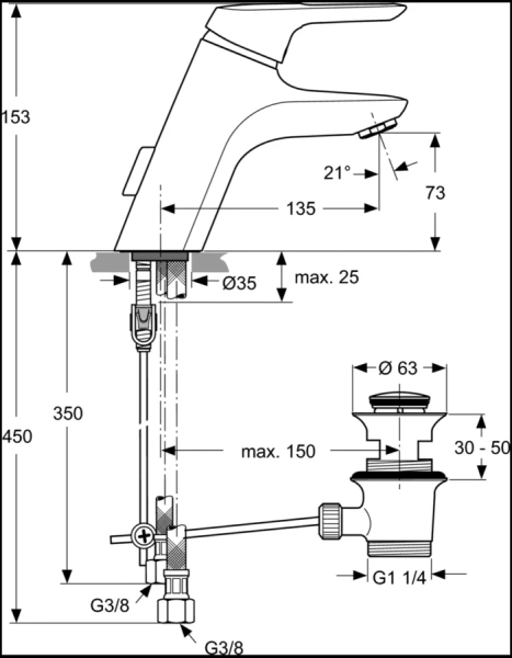 Смеситель для кухни Ideal Standard Ceramix Blue с донным клапаном A5646AA (детальная фотография), для кухни